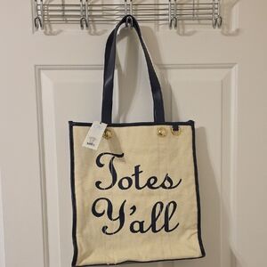 NWT Draper James Natural Tote with Navy Totes Y'all ASO Gilmore Girls